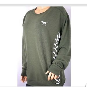 VS PINK army green lace up tunic sweatshirt